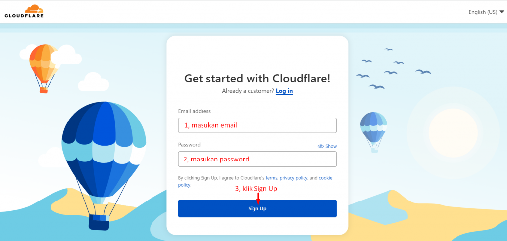 Form pendaftaran Cloudflare