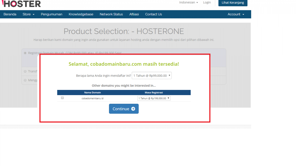 Domain tersedia