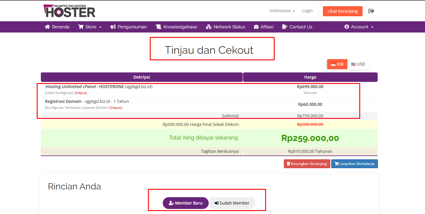Halaman checkout
